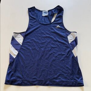 Silky shiny Vintage Adidas Navy and White Athletic Tank Mens S
